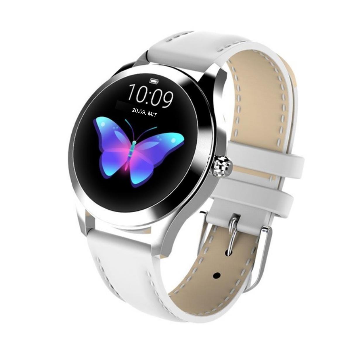 TPFNet Damen Smart Watch / Fitness Tracker IP68 - Kunstleder Armband - Android & IOS - Gold / Schwarz