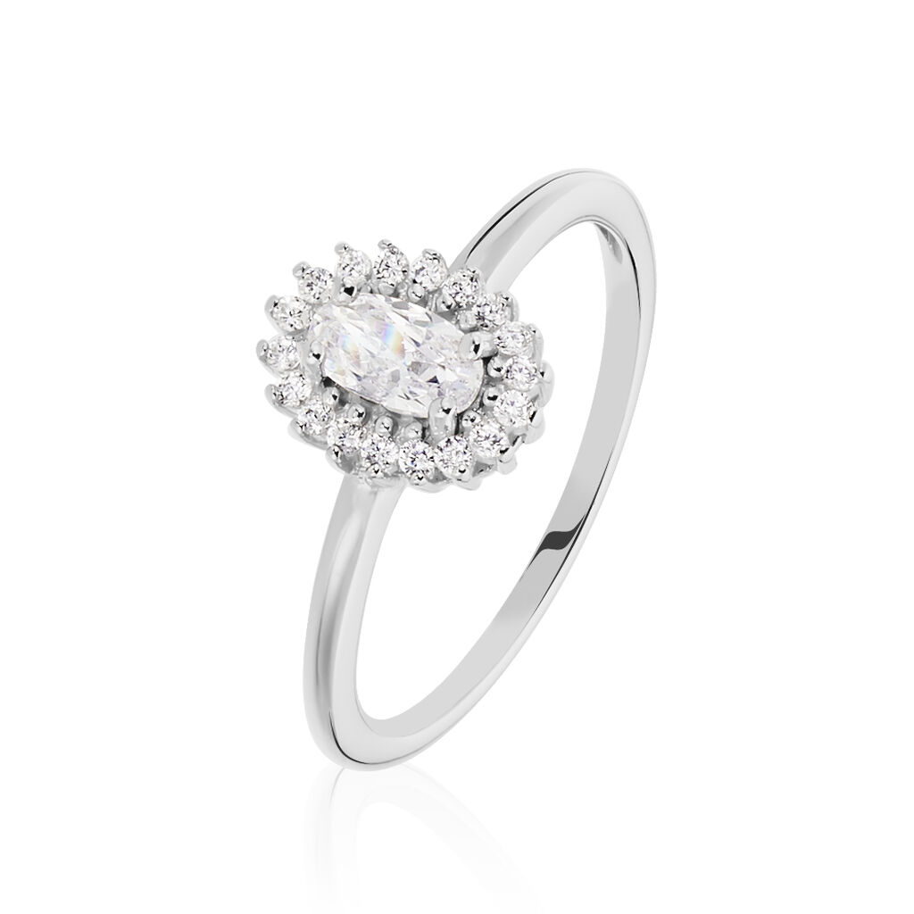 Bague Solitaire Shandrany Argent Blanc Oxyde De Zirconium