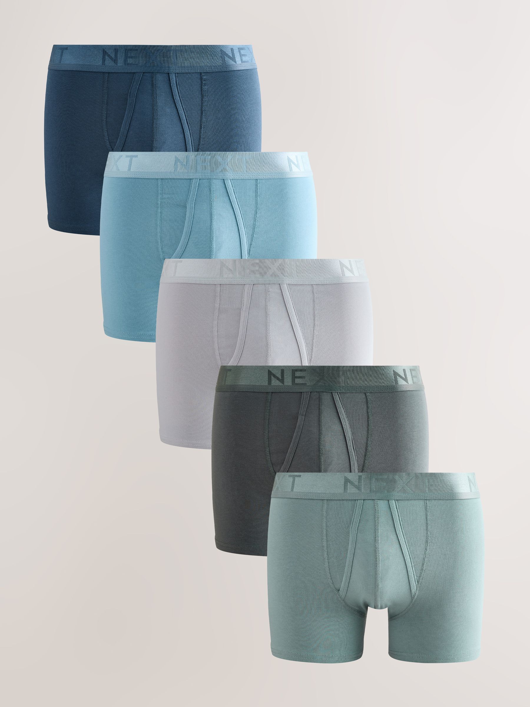 Blauw/grijs/groen - Boxershorts van katoenrijk materiaal met A-voorkant