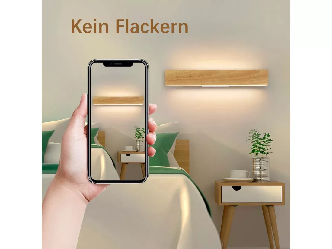 NETTLIFE LED Applique murale intérieure : 52CM Bois Moderne Lampe de couloir Up et Down Design 17W Lampe de cage d'escalier 3000K Blanc chaud