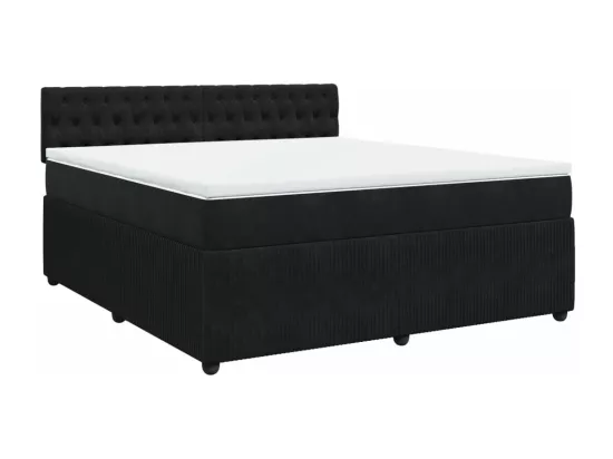 Sommier à lattes de lit avec matelas Noir 180x200 cm Velours