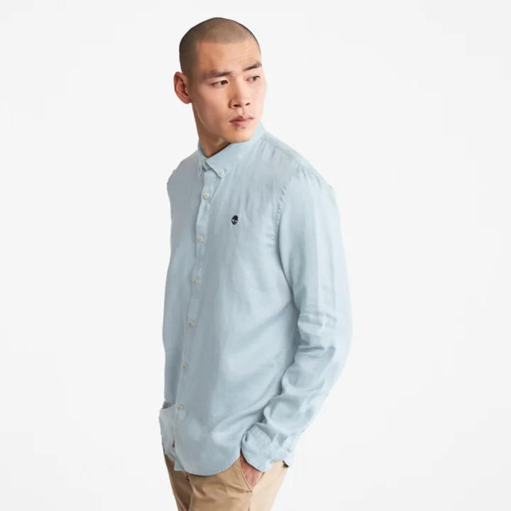 Chemise en lin Mill Brook pour homme en bleu clair