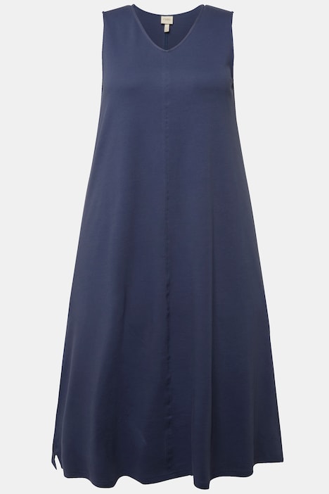Jersey-Midikleid, V-Ausschnitt, ärmellos, Biobaumwolle