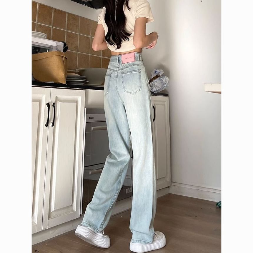 Okalpis - Hoge taille wijde jeans