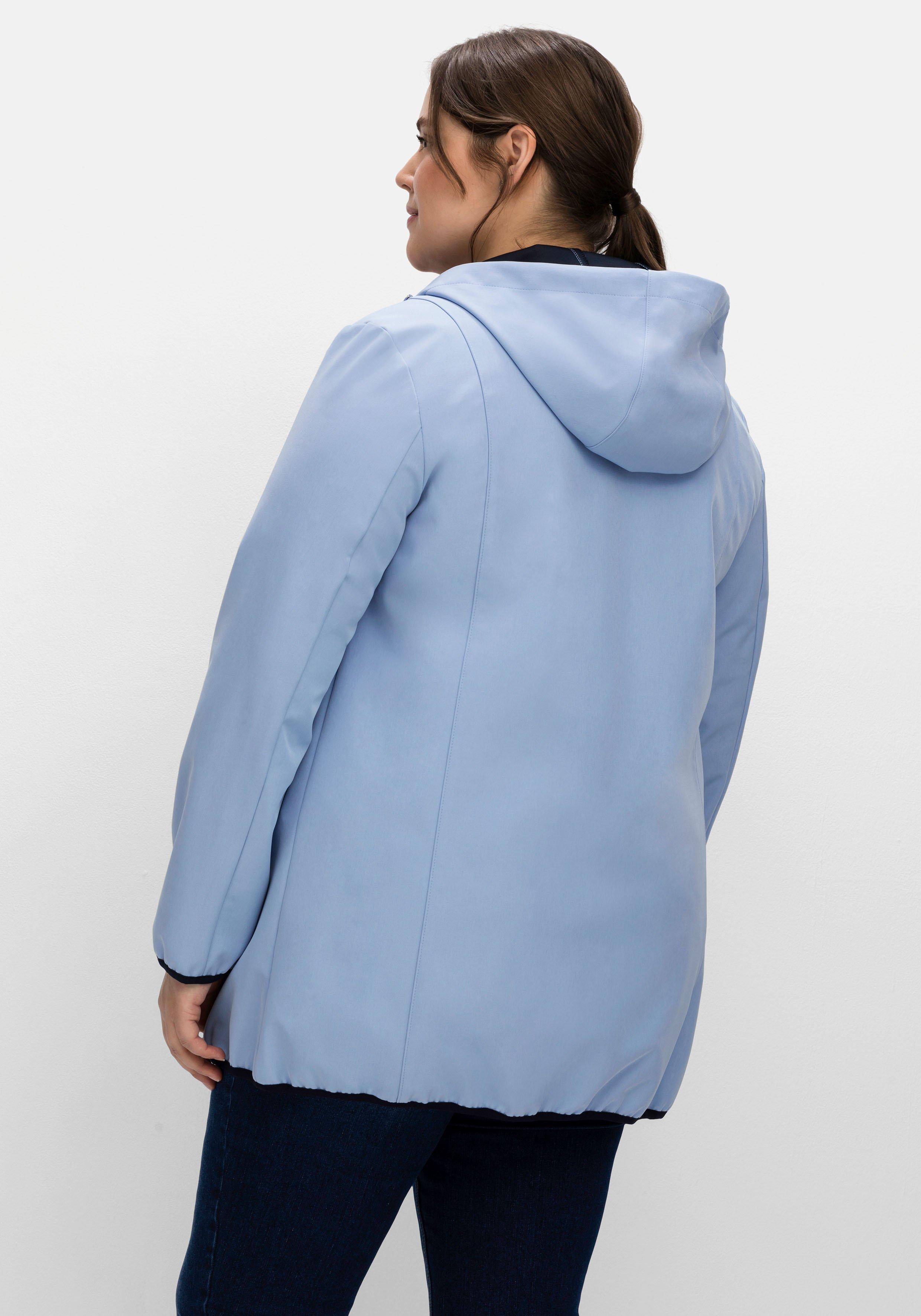 Softshelljacke mit Kapuze und Kontrastdetails
