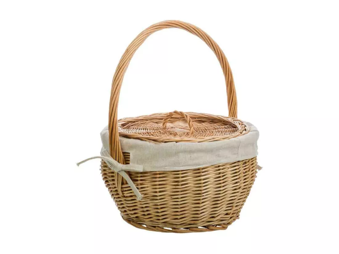 Panier en osier marron doublé 32x32x20/28h
