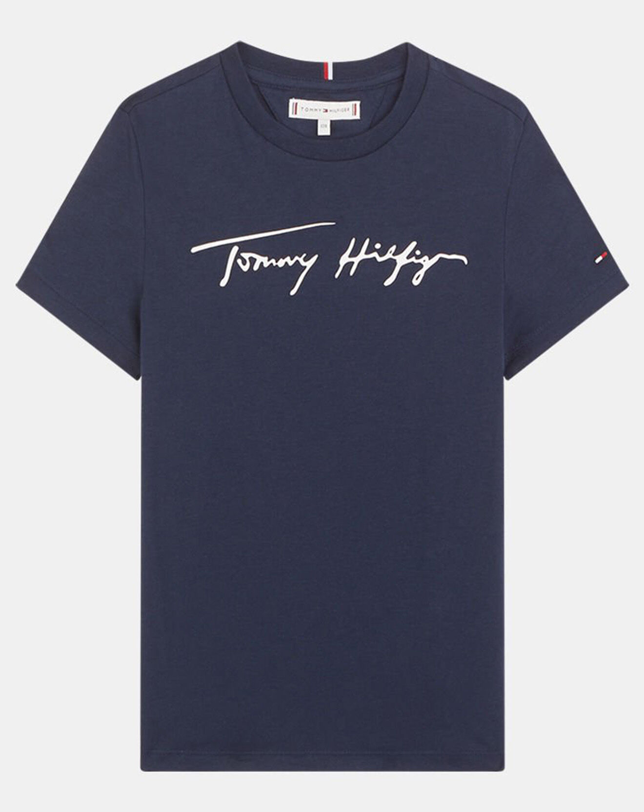 Tommy Hilfiger T-Shirt en Coton mélangé à Logo écriture bleu marine