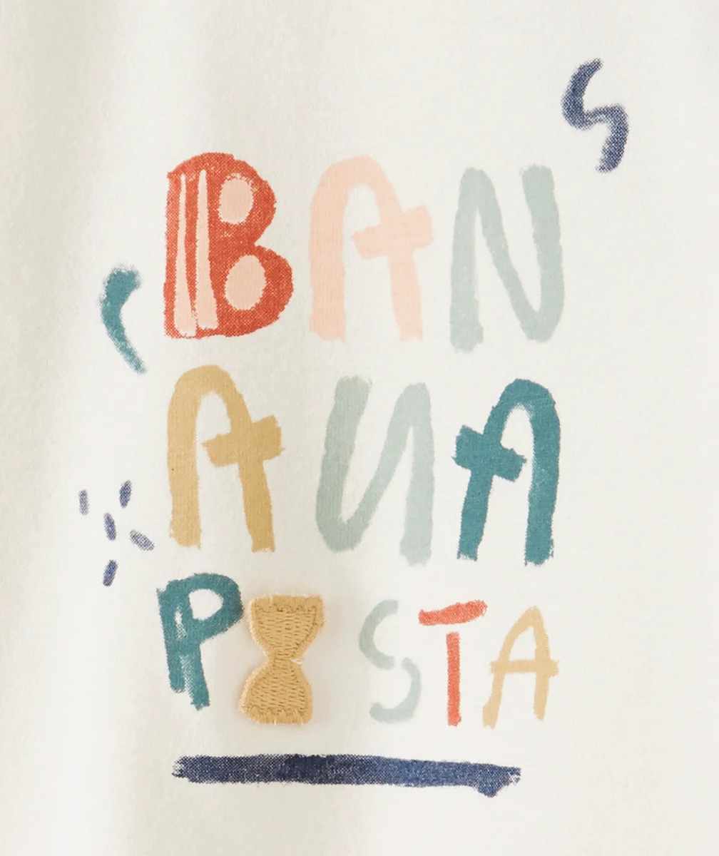 T-SHIRT EN COTON BIOLOGIQUE BLANC PASTA BÉBÉ FILLE