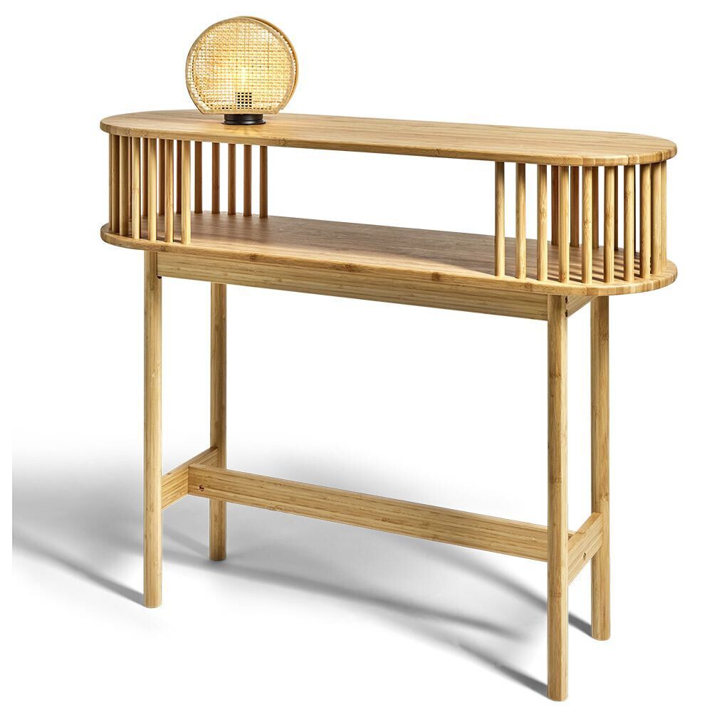 Lampe de table en bambou et bois L.7xl.19xH.18cm
