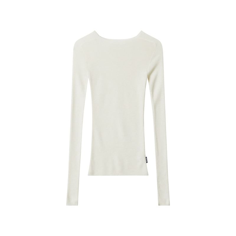 Nariele - Lange mouwen effen slim-fit gebreide top