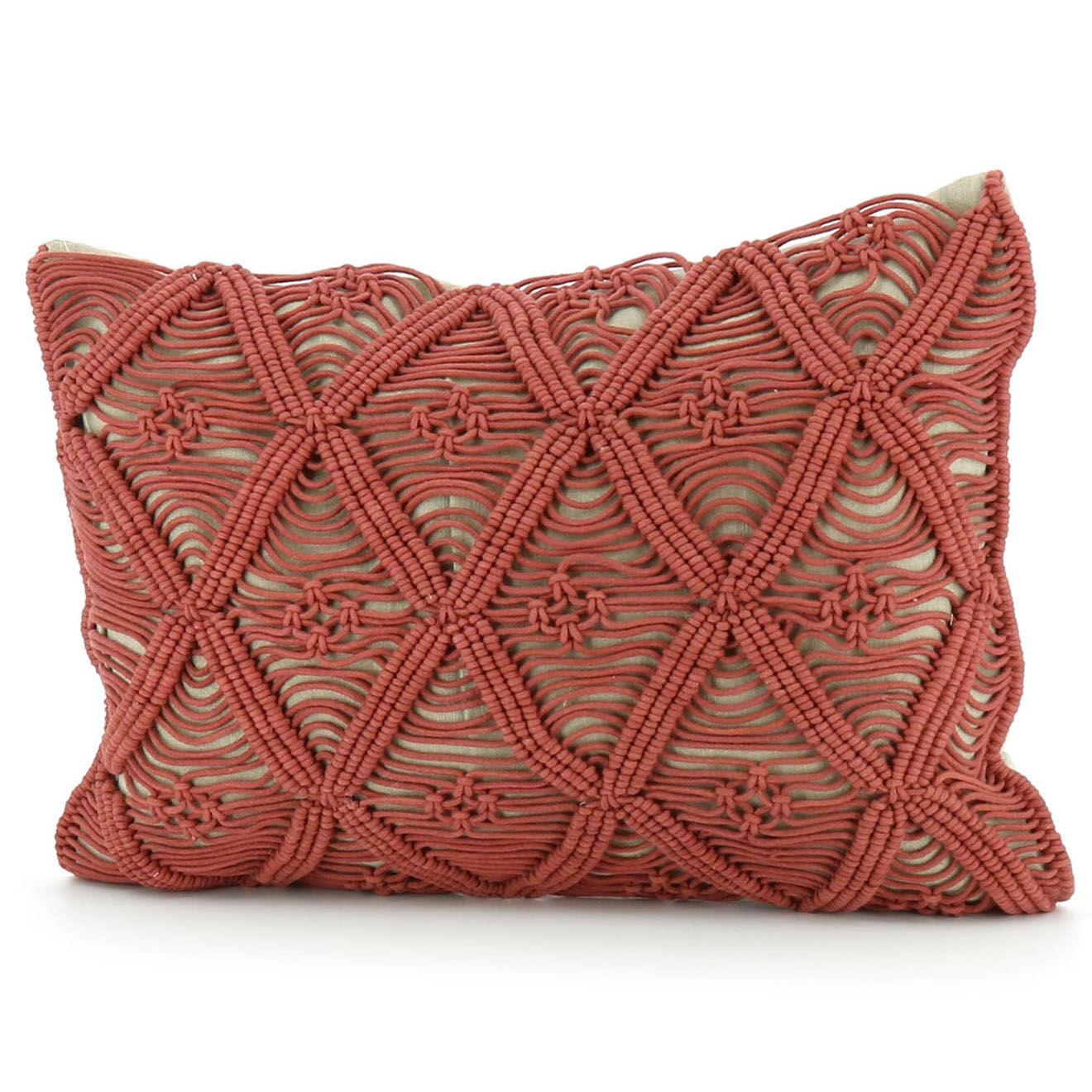 En Fil d'Indienne Housse de coussin Macramé terracotta - 35x50 cm