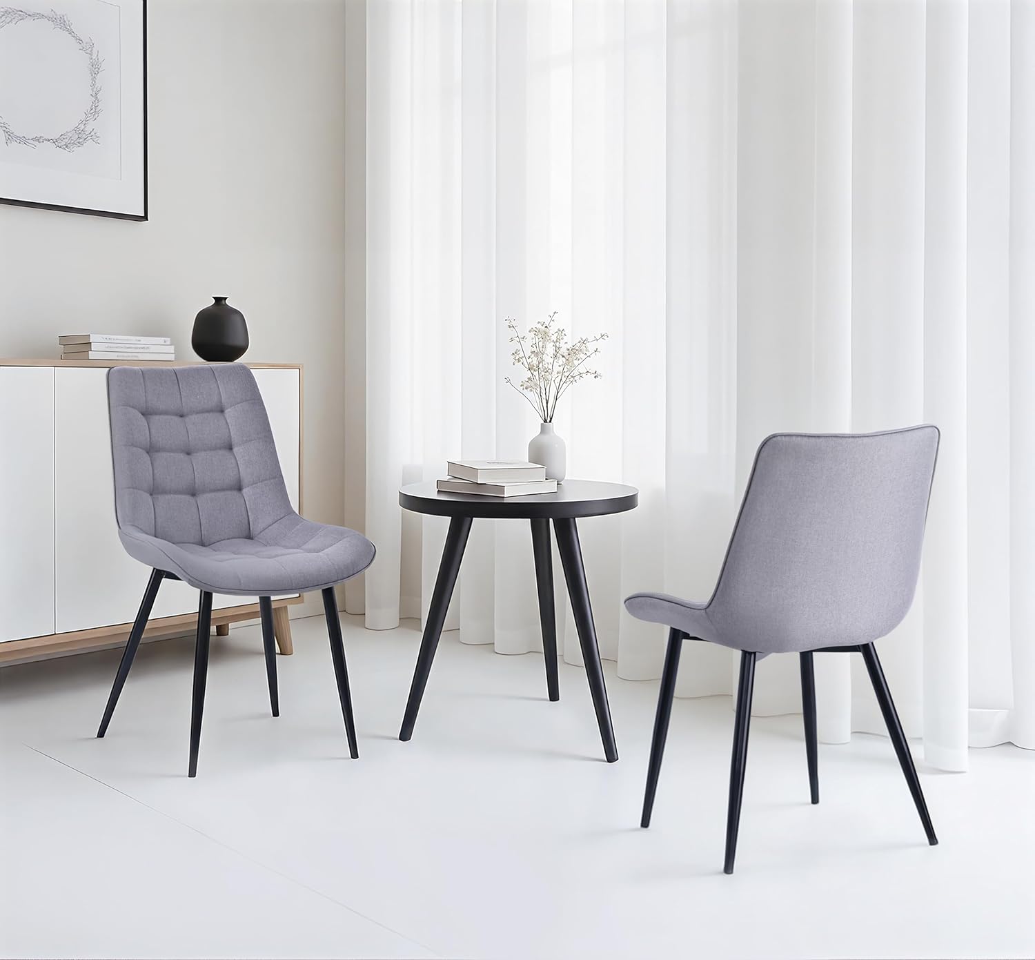 Esszimmerstühle 2er Set – Moderne ergonomische Stühle im skandinavischen Design – Bequeme Polstersitze 53x43 cm für Esszimmer, Wohnzimmer oder Büro
