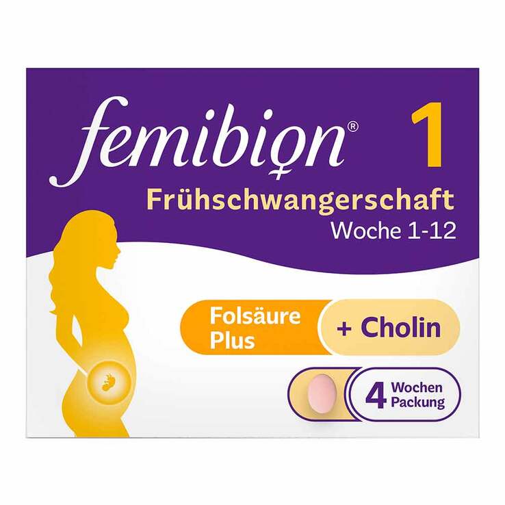 Femibion 1 Frühschwangerschaft Tabletten – 28 Stück in der 4-Wochen-Packung, 28 St