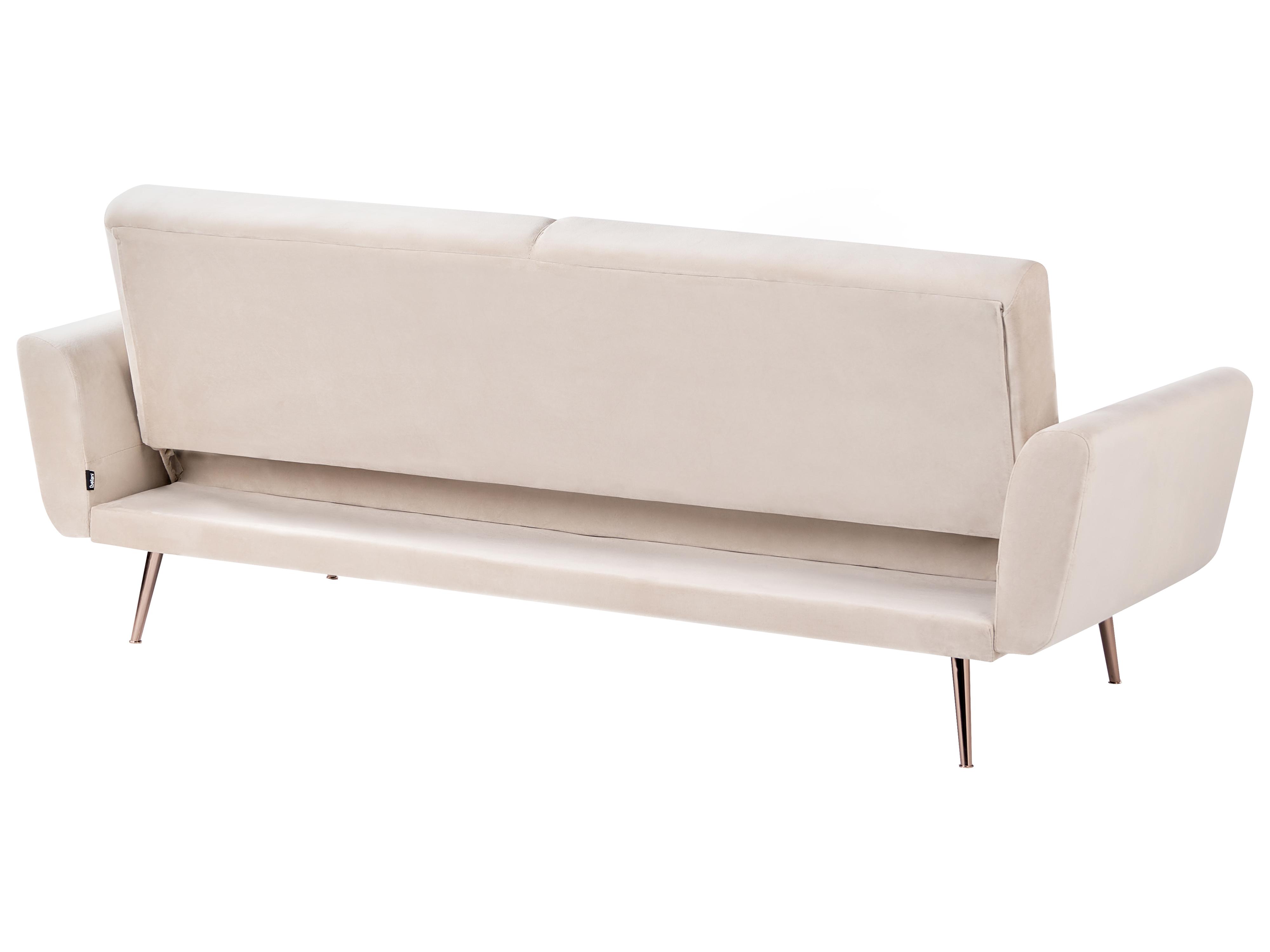 Slaapbank 3-zits EINA Fluweel Lichtbeige