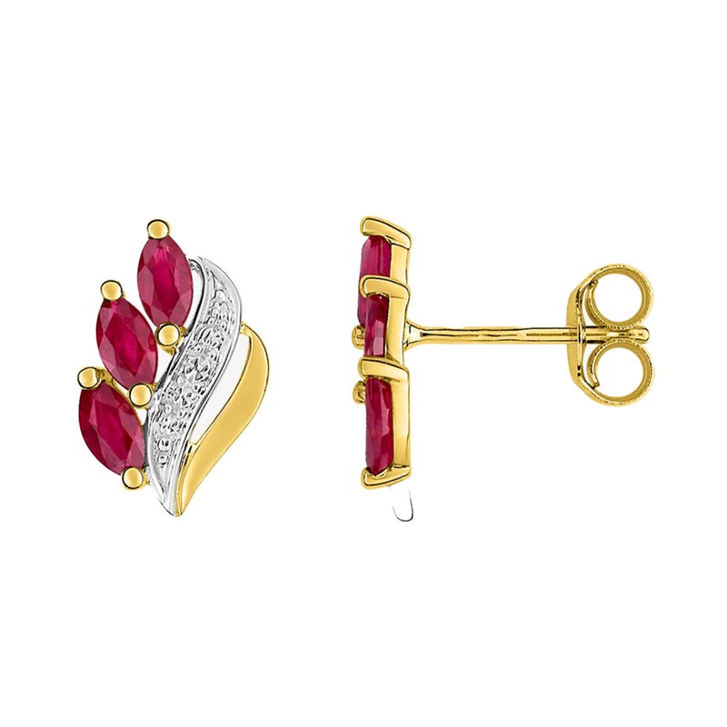 Boucles d'oreilles femme - rubis - Or 18 Carats