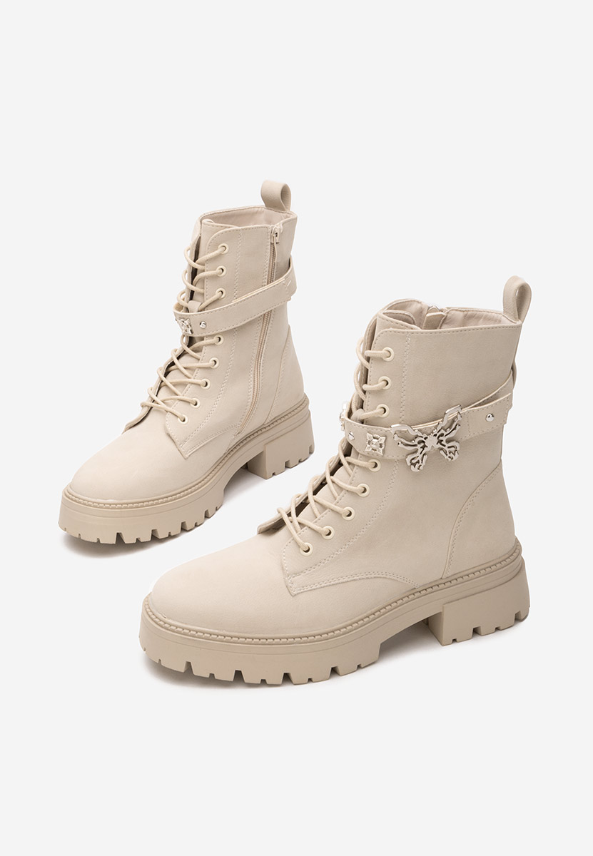 Bottines rangers femme beige Barebria