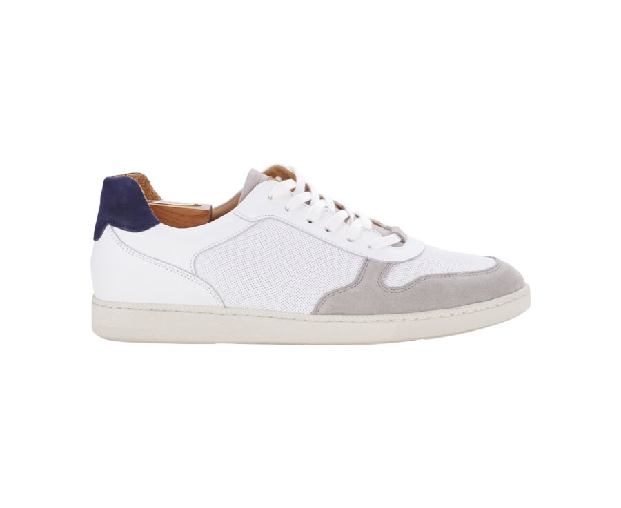 Sneakers homme cuir Velours Gris Clair et Cuir Blanc - BORONIA