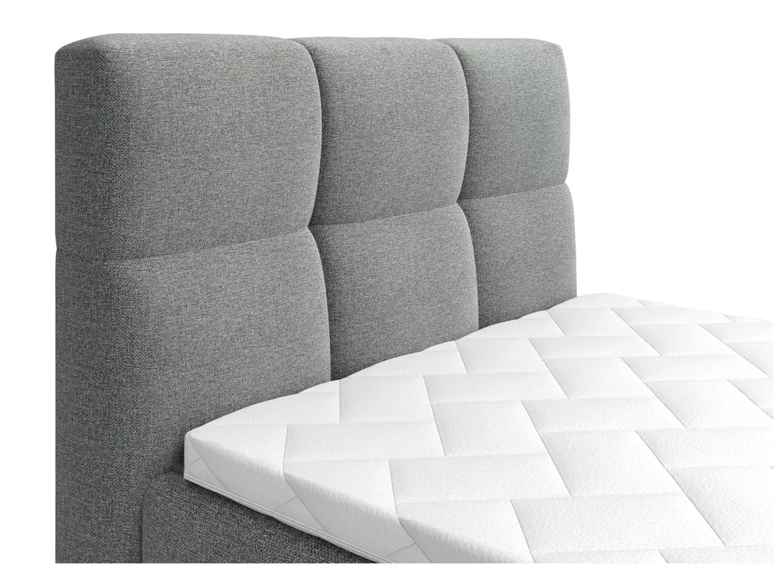 Ensemble complet boxspring tête de lit capitonnée + sommiers relaxation électrique + matelas + surmatelas - 100 x 200 cm - Tissu - Gris clair - LODI de PALACIO
