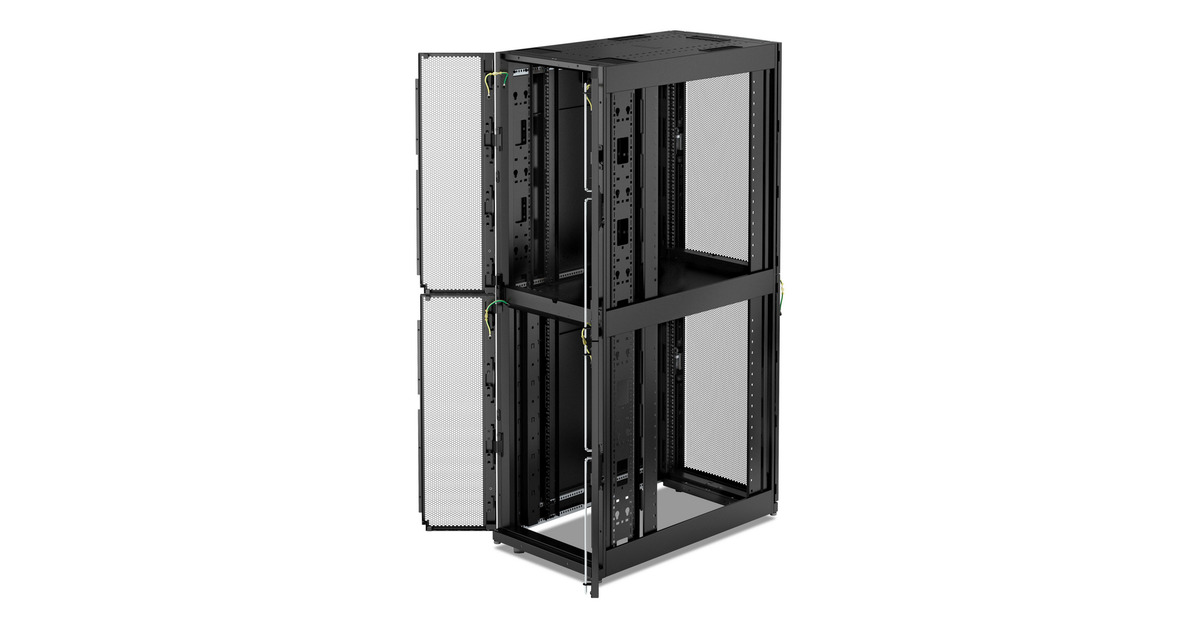APCNetShelter SX AR3200B2, Colocation, 2 x 20U server rack  (Zwart/groen, 600B x 1070D mm, met zijpanelen)