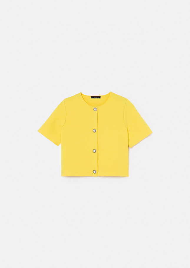 Gilet Glitterjaune en maille compacte