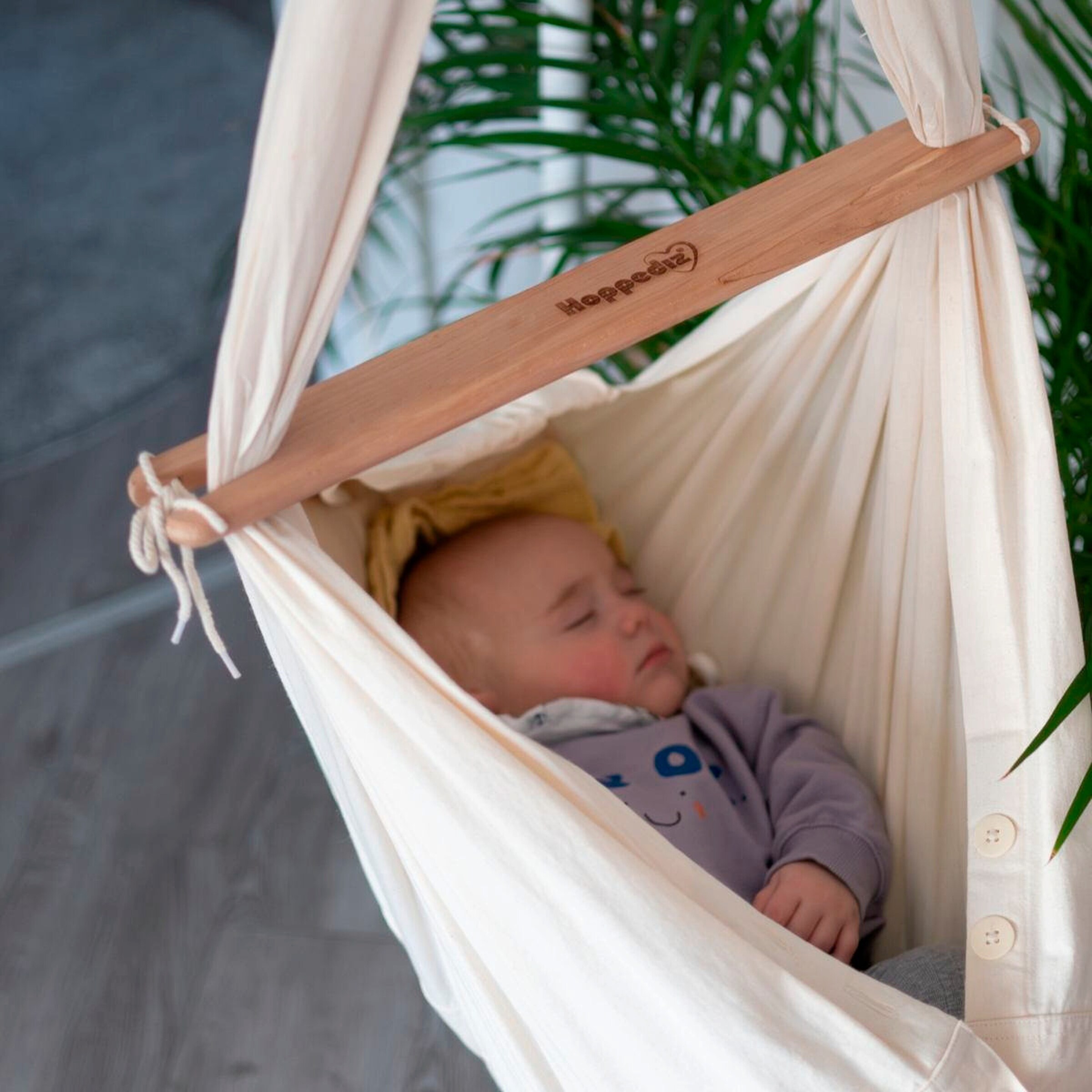 HOPPEDIZ® Federwiege Komplett-Set Baby-Federwiege natur