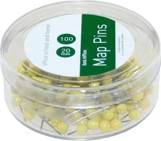 Kortnåle 4mm x 20mm gul - (100 stk.)