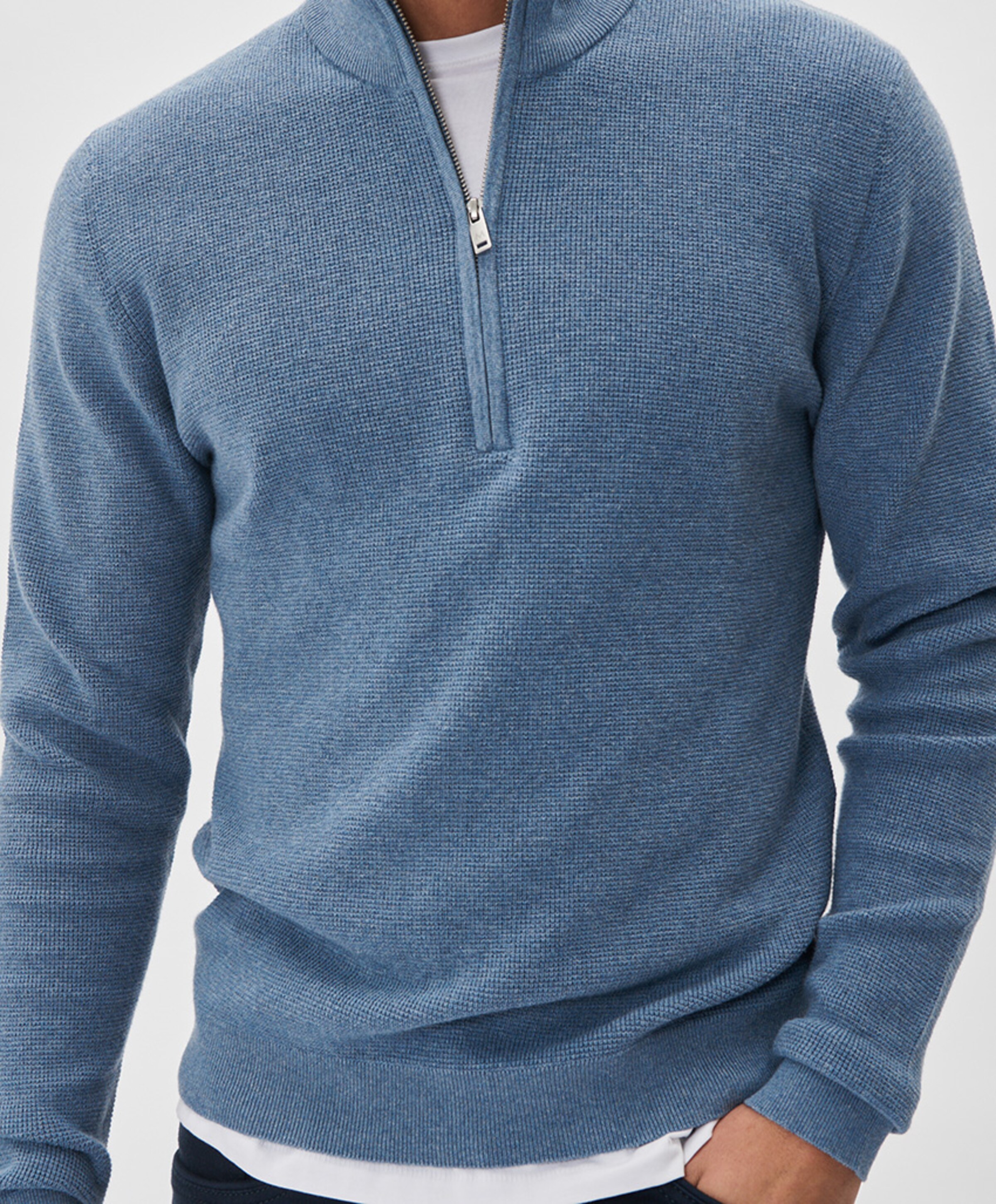 Matinique Heren trui met rits blauw