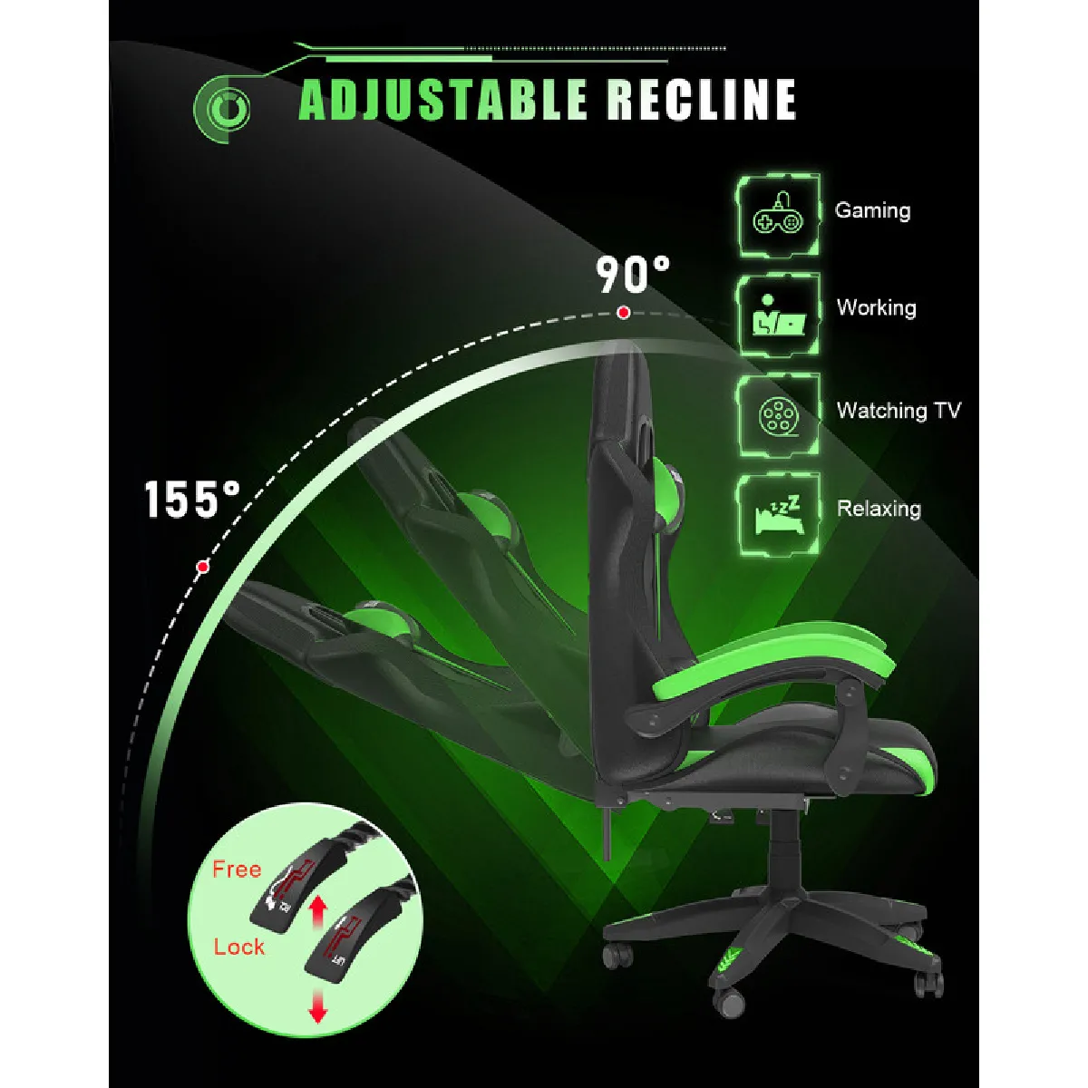 Rattantree Chaise Gaming LED - Noir/Grena