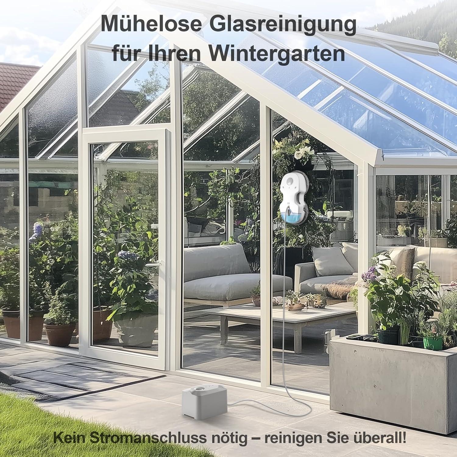 Hutt S7 Plus Fensterputzroboter Akku kabellos, Abnehmbarer Akku, 60 Min Laufzeit, 5500 Pa Saugkraft, 3D schwebendes Doppelpad, automatischer Fensterreiniger mit Sprühfunktion, 80 ml Tank, Koffer