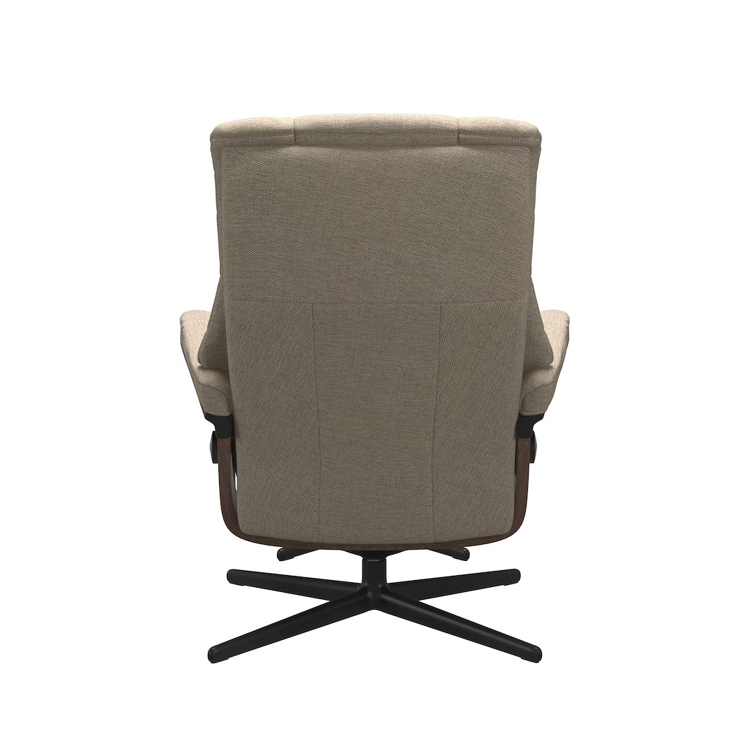 Mayfair (M) Cross lenestol med krakk Tekstil Daisy Beige og Cross understell i valnøttbeiset og sort.