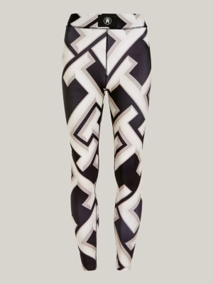 Leggings esportivas com estampa chevron, comprimento 7/8.