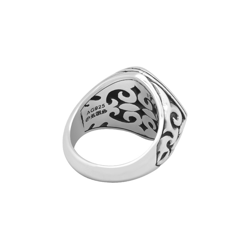 Bague Chevalière Homme Argent Croix De Malte Et Grenat