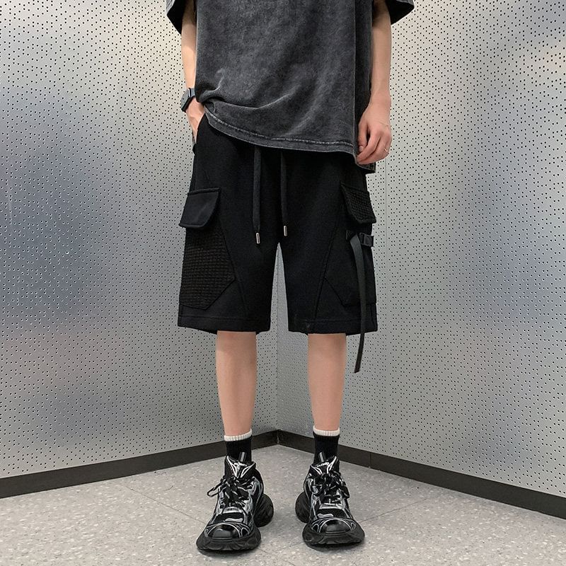 emeisa - Effen cargoshorts met trekkoordtaille