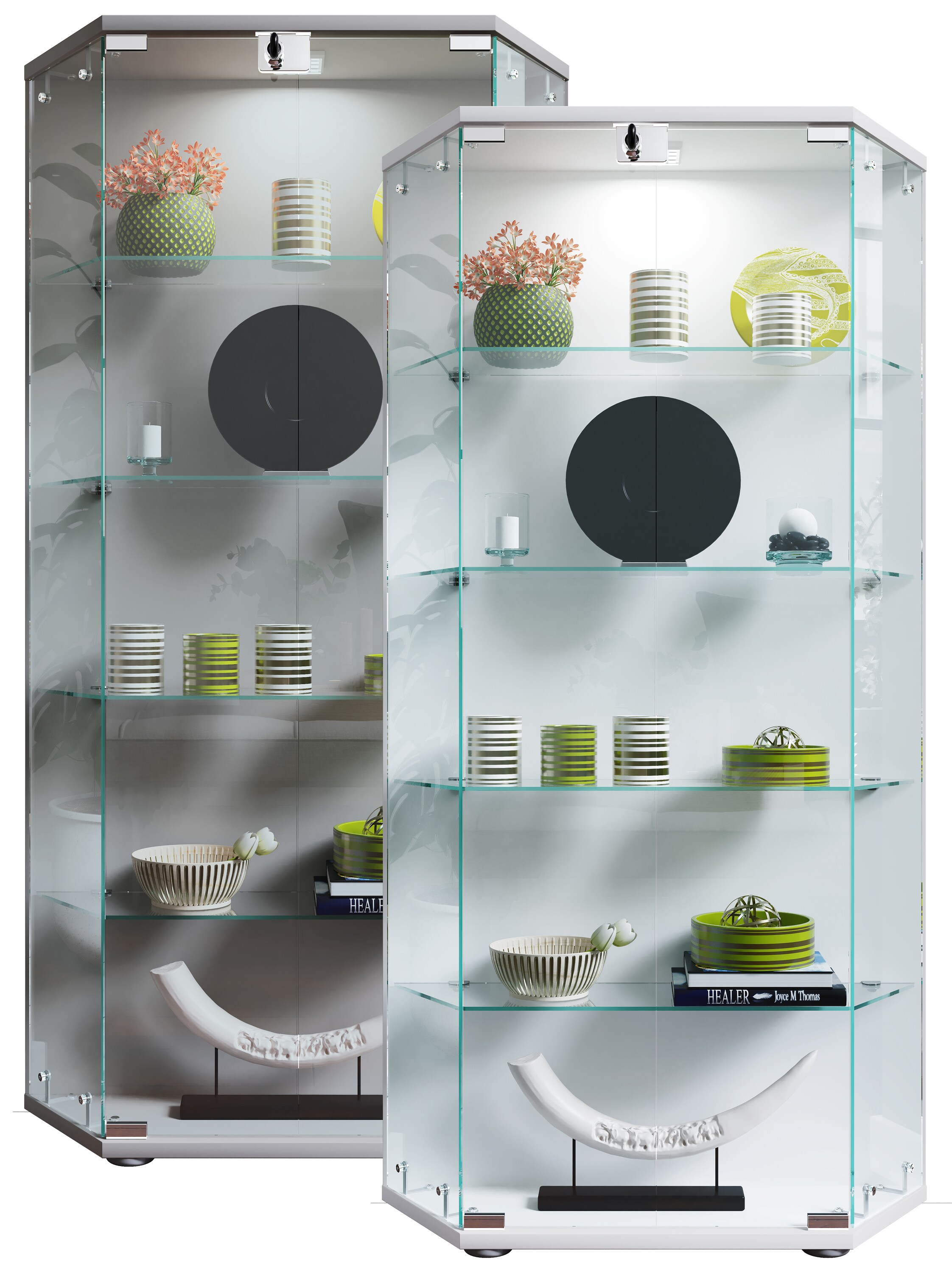 VCM Holz Glas Vitrine Sammelvitrine Glasvitrine Schaukasten Standvitrine Cenila L