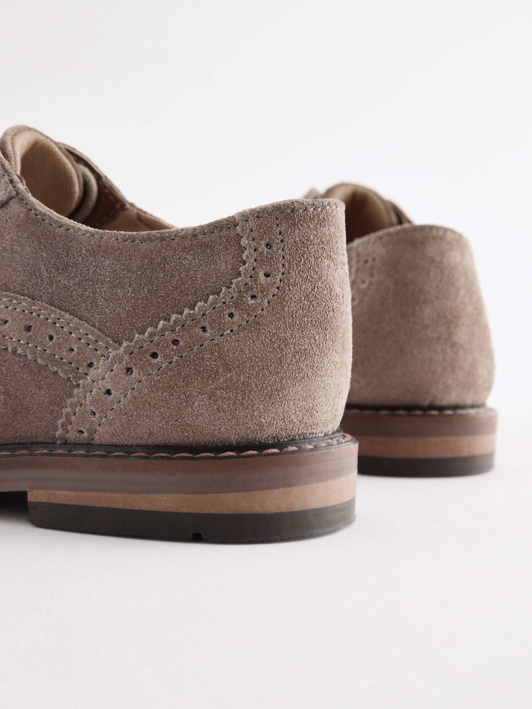 Neutraal suède - Leren Brogue schoenen met veters