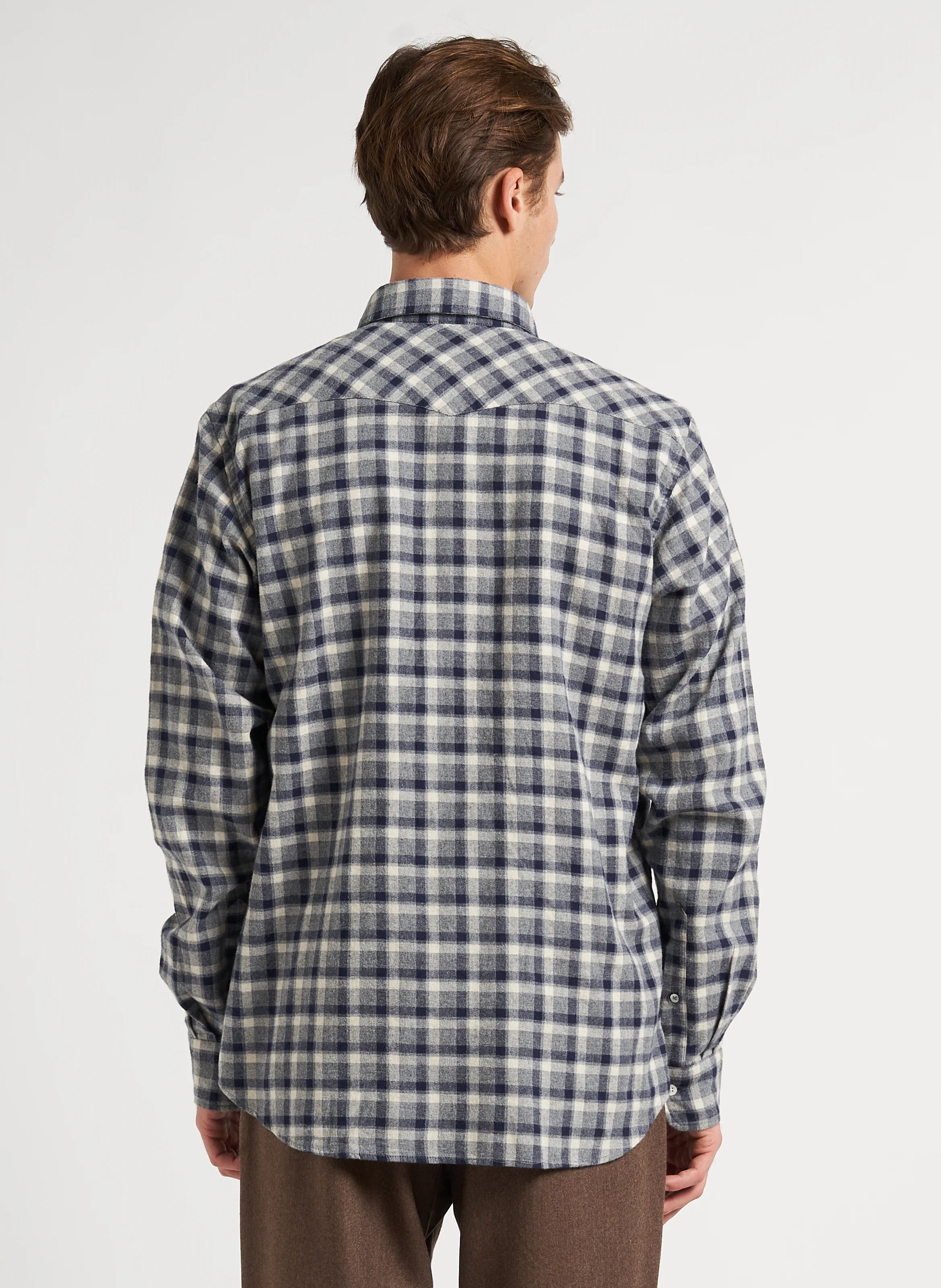 STORM - Chemise col classique à carreaux en coton | Gris