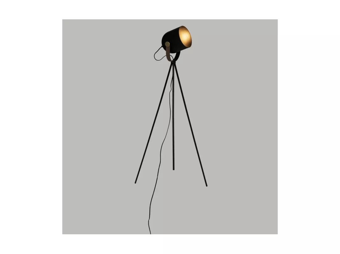 Lampadaire trépied en Métal Noir H 136 cm