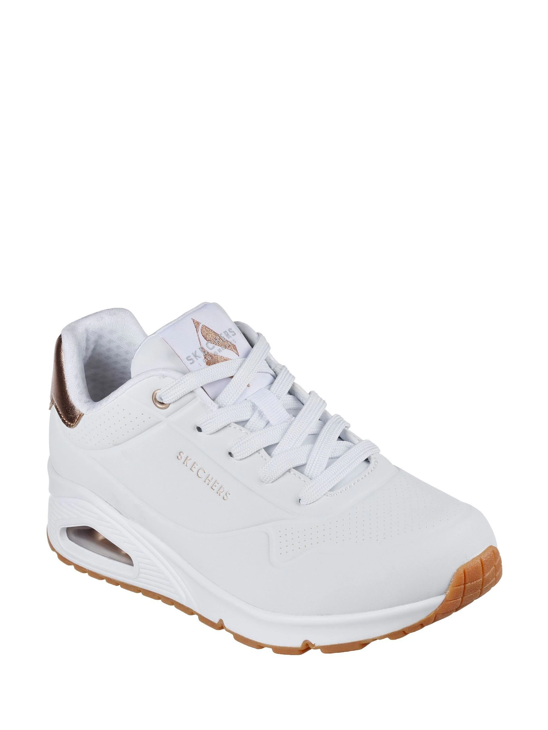 Wit katoen - Skechers goudkleurige damessneakers met standaard pasvorm Uno