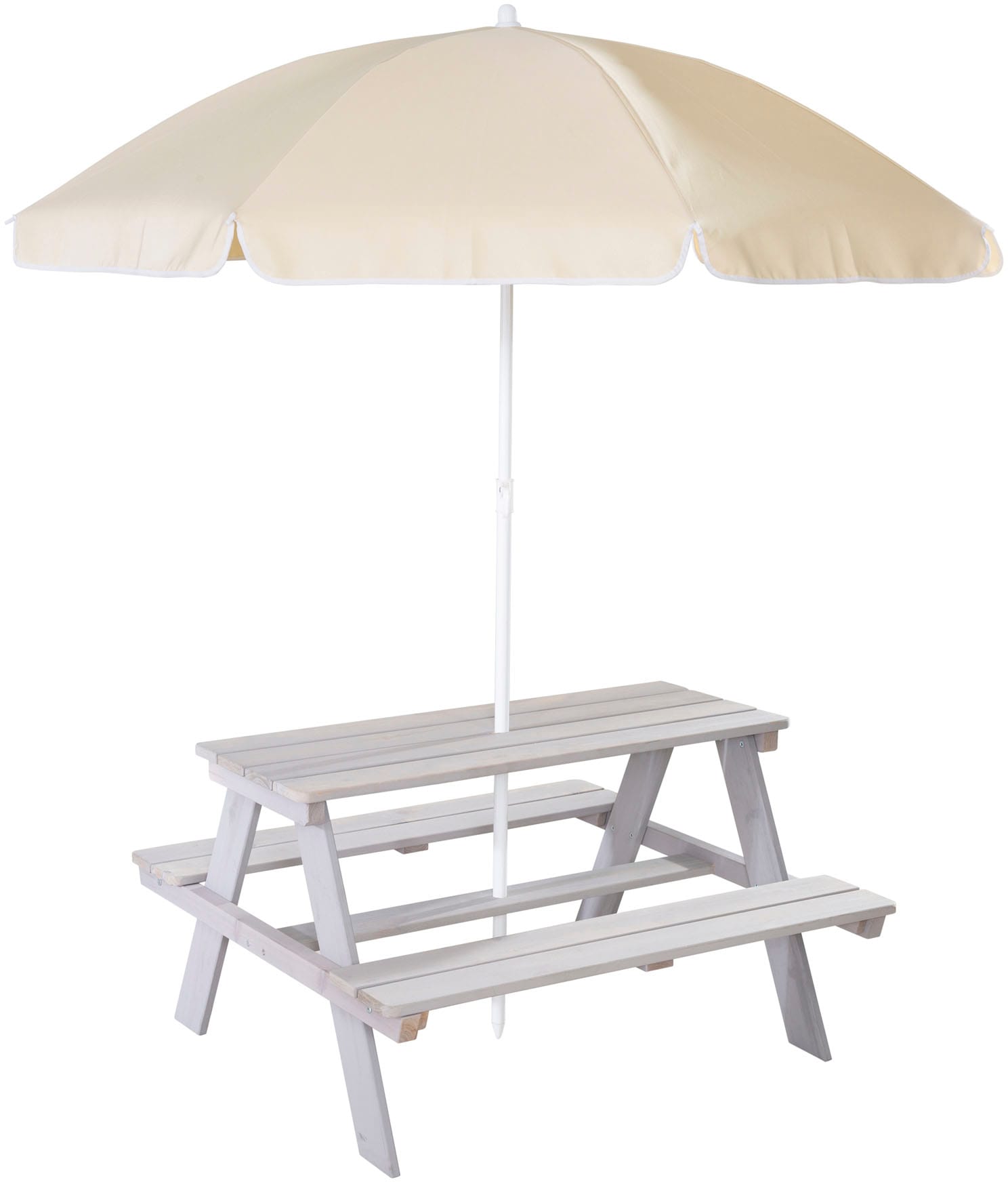 roba® Garten-Kindersitzgruppe »Picknick for 4 Outdoor +« Set, 2 Stk. tlg. grau, mit Sonnenschirm