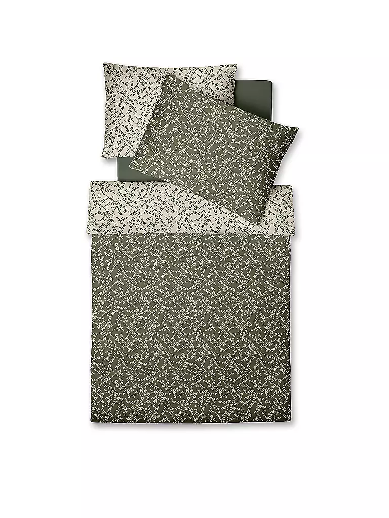 FLEURESSE Flanell Bettwäsche 70x90cm/140x200cm LECH Pine dunkelgrün