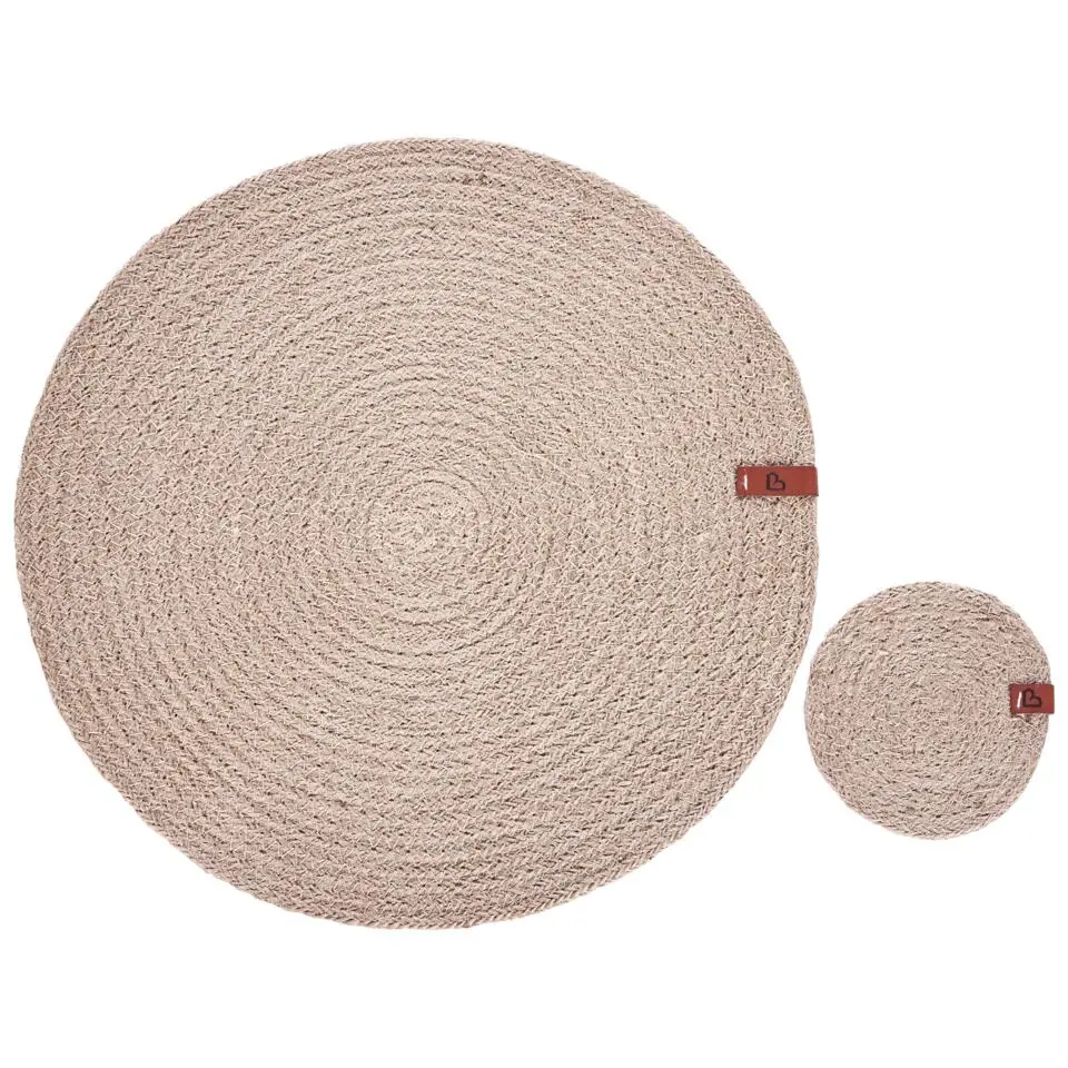BUSHMINT - Set van 12 placemats en onderzetters - Natuurlijk - Jute
