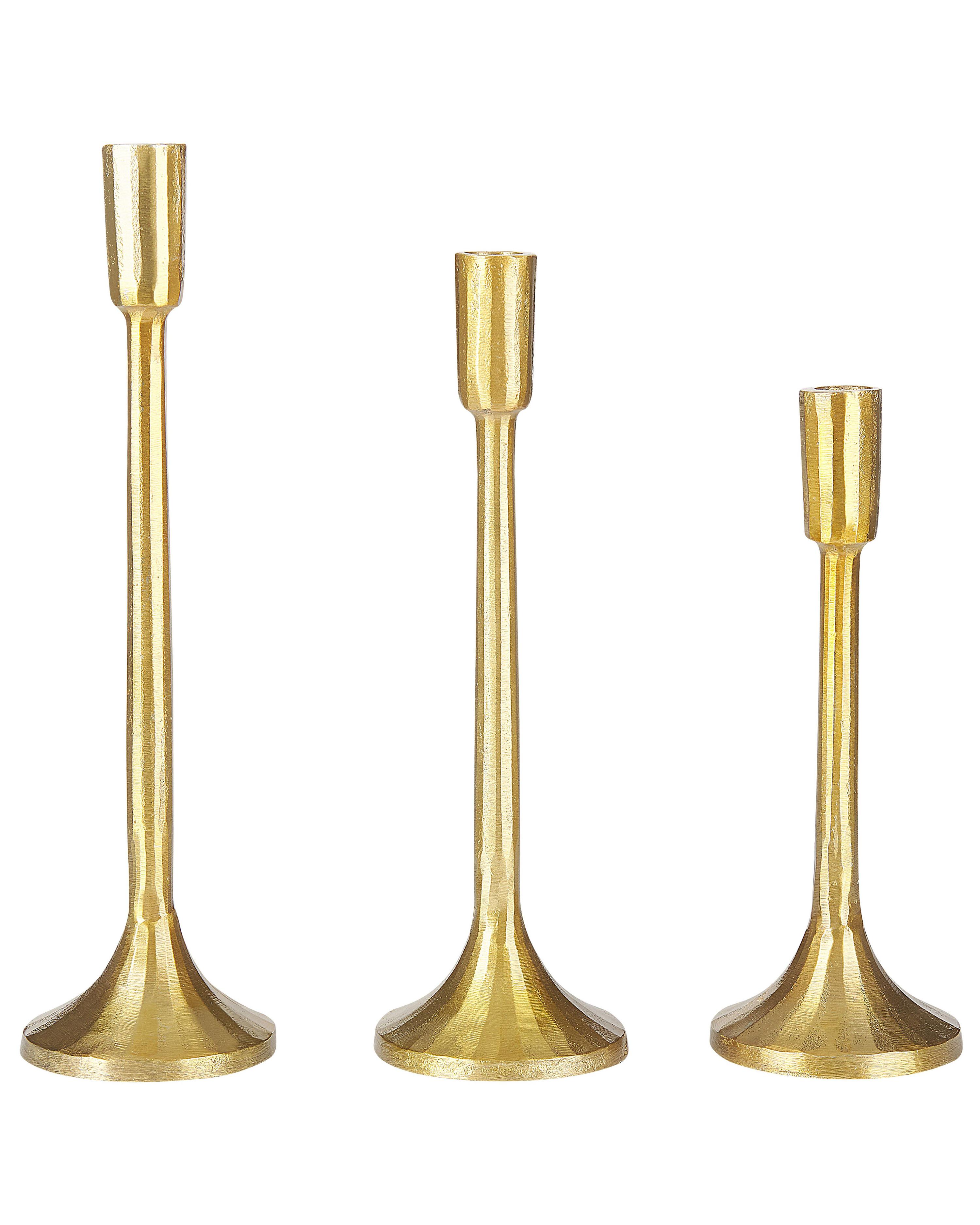Set van 3 kaarshouders ZIMBABWE Metaal 36 cm Goud