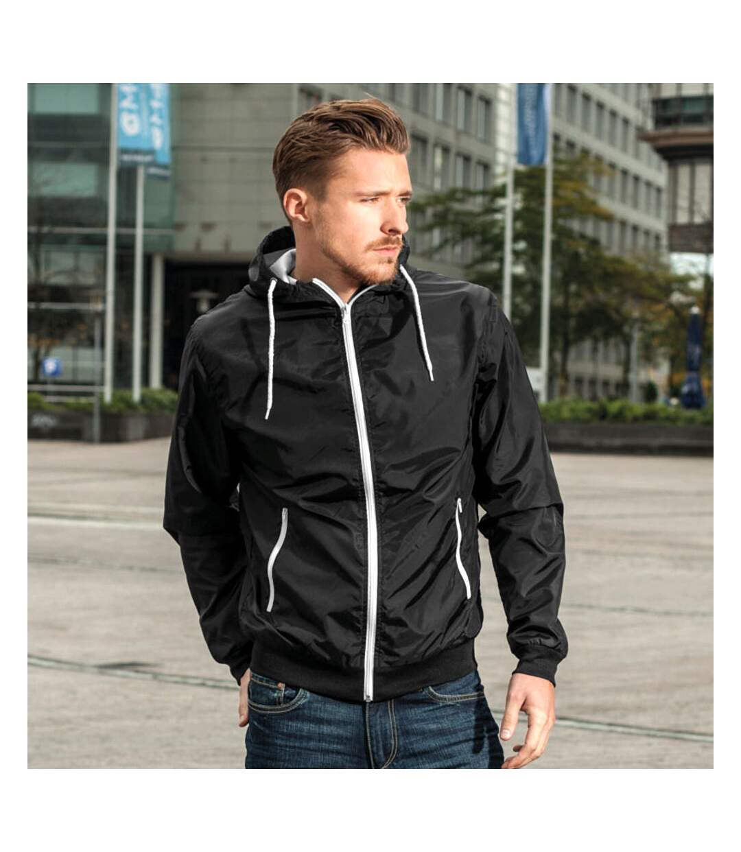 Build Your Brand - Veste zippée - Homme (Noir/ Blanc) - UTRW5676