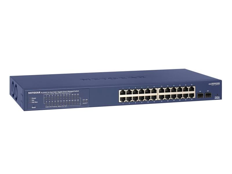 Netgear PoE  Switch GS724TPv3 26 Port 24-Port Gigabit PoE  Smart Switch mit 2 SFP Ports und Cloud Management
