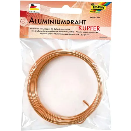 Folia Aluminiumdraht, Basteldraht in kupfer, 2 mm x 5 m