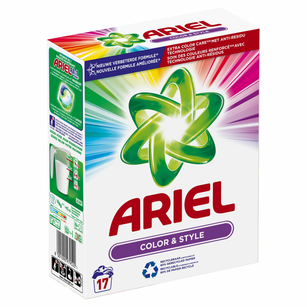 6x Ariel Waspoeder Kleur En Stijl 17 Wasbeurten1,11 kg