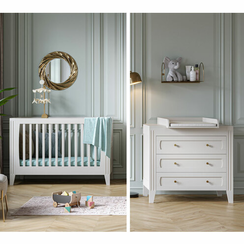 Chambre DUO Lit 70x140 Commode MILENNE by Vox Blanc - VOX