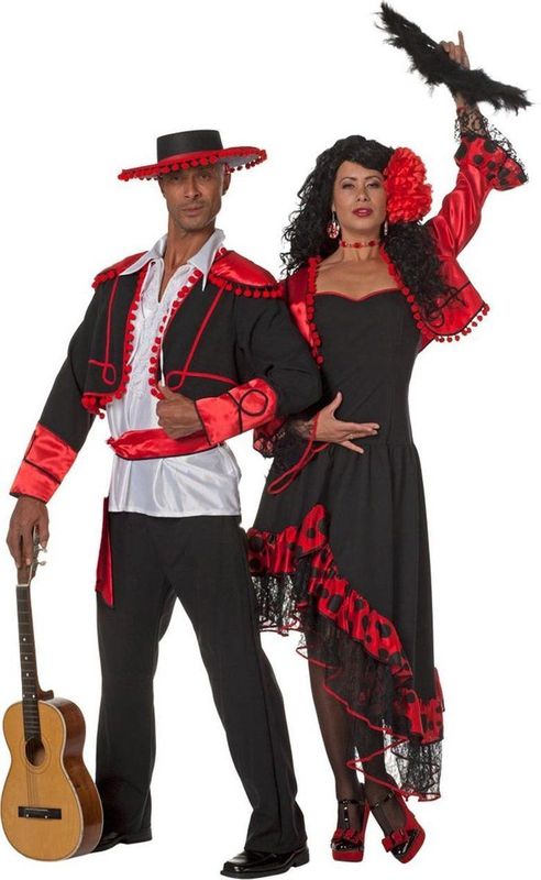 Spaanse Carmen - Jurk & Jas - Rood - Polyester