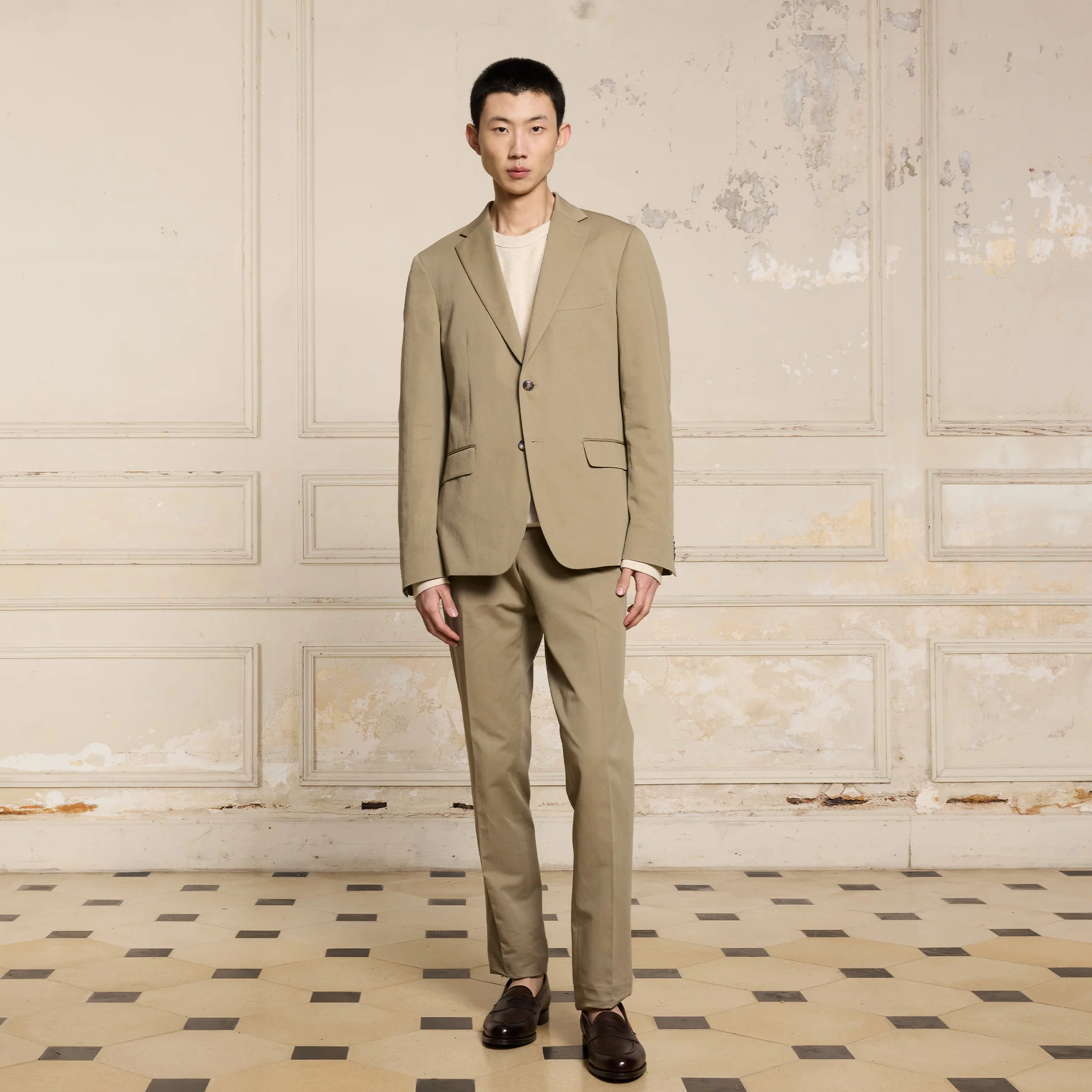 Light khaki linen and cotton jacket