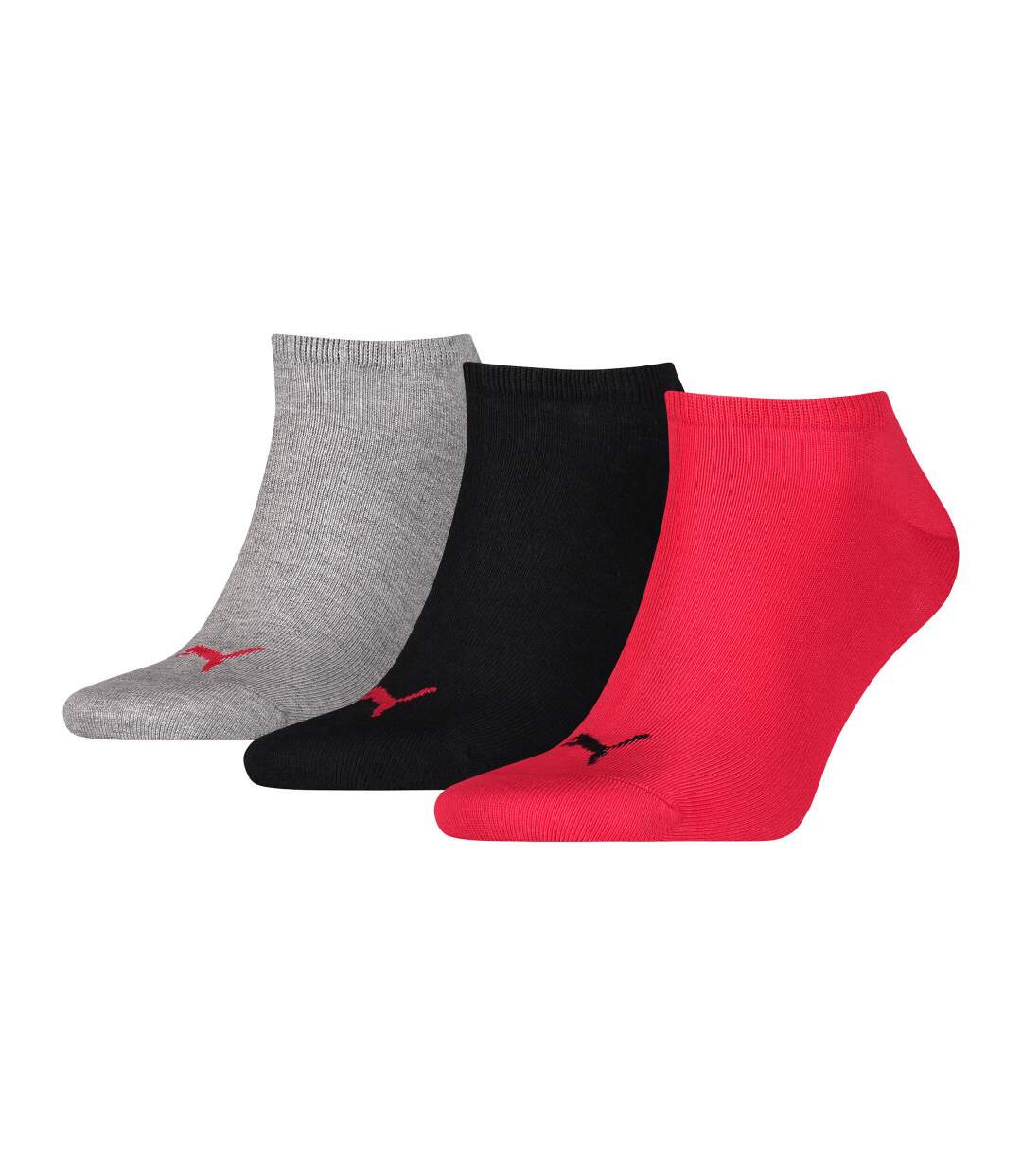 X3 Paires de Chaussettes Gris/Noir/Rouge Mixte Puma Invisible